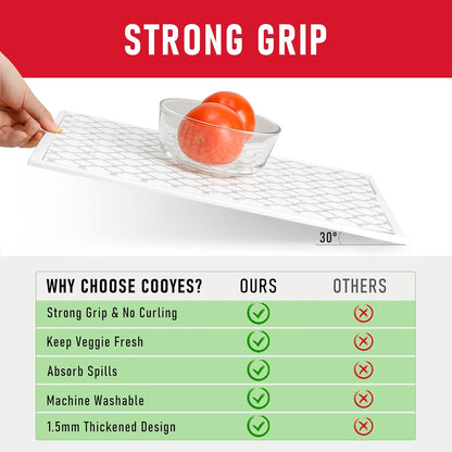 Non Slip Refrigerator Liners, 2-in-1 Fridge Mats and Fresh-Keeping Shelf Liners, Absorbs Excess Moisture, BPA-Free, Multiple Sizes for Glass Shelves Kitchen Cabinets Drawers, 6 Pack, 12" × 24"