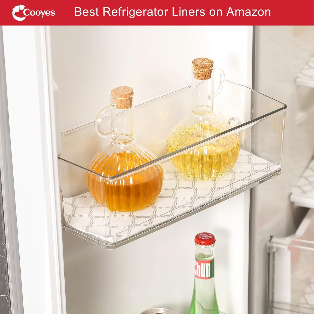Non Slip Refrigerator Liners, 2-in-1 Fridge Mats and Fresh-Keeping Shelf Liners, Absorbs Excess Moisture, BPA-Free, Multiple Sizes for Glass Shelves Kitchen Cabinets Drawers, 6 Pack, 12" × 24"