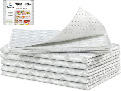 Non Slip Refrigerator Liners, 2-in-1 Fridge Mats and Fresh-Keeping Shelf Liners, Absorbs Excess Moisture, BPA-Free, Multiple Sizes for Glass Shelves Kitchen Cabinets Drawers, 6 Pack, 12" × 24"