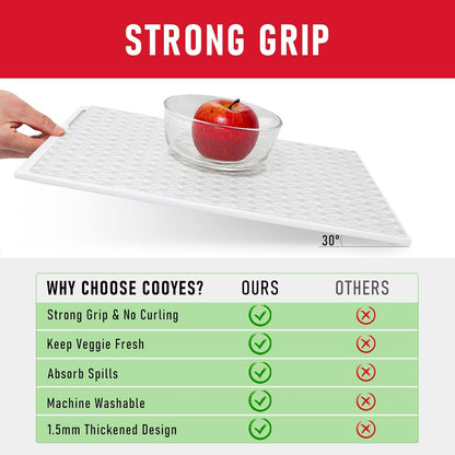 Non Slip Refrigerator Liners, 2-in-1 Fridge Mats and Fresh-Keeping Shelf Liners, Absorbs Excess Moisture, BPA-Free, Multiple Sizes for Glass Shelves Kitchen Cabinets Drawers, 6 Pack, 12" × 24"