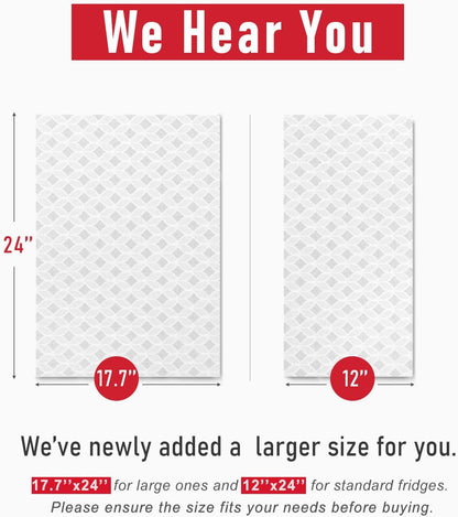 Non Slip Refrigerator Liners, 2-in-1 Fridge Mats and Fresh-Keeping Shelf Liners, Absorbs Excess Moisture, BPA-Free, Multiple Sizes for Glass Shelves Kitchen Cabinets Drawers, 6 Pack, 12" × 24"