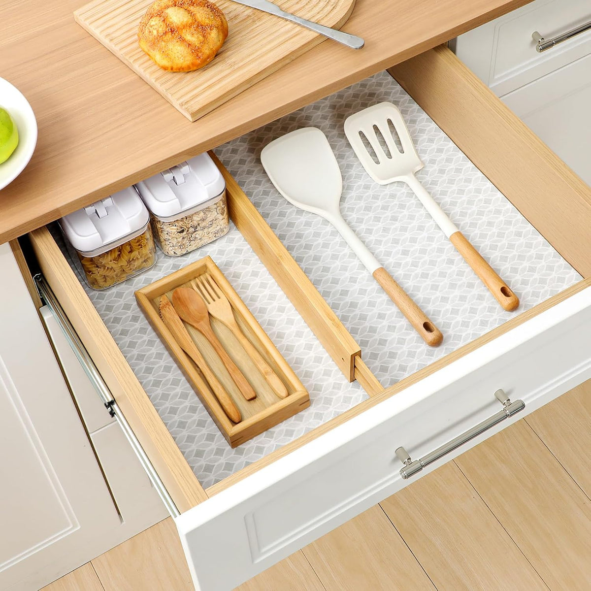 Non Slip Refrigerator Liners, 2-in-1 Fridge Mats and Fresh-Keeping Shelf Liners, Absorbs Excess Moisture, BPA-Free, Multiple Sizes for Glass Shelves Kitchen Cabinets Drawers, 6 Pack, 12" × 24"