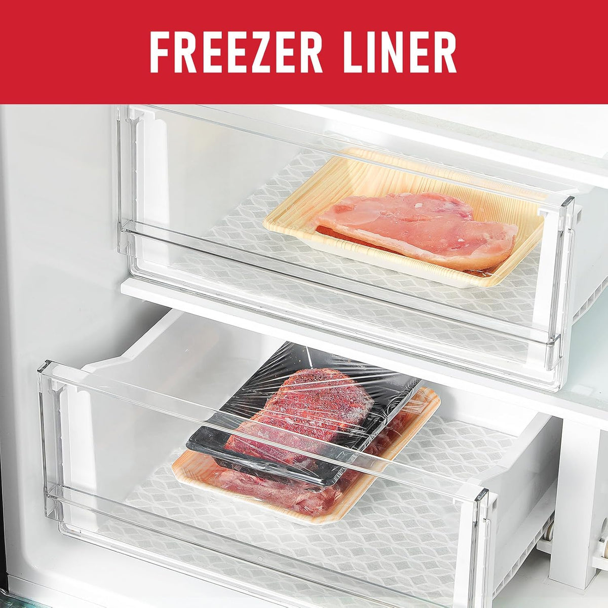 Non Slip Refrigerator Liners, 2-in-1 Fridge Mats and Fresh-Keeping Shelf Liners, Absorbs Excess Moisture, BPA-Free, Multiple Sizes for Glass Shelves Kitchen Cabinets Drawers, 6 Pack, 12" × 24"
