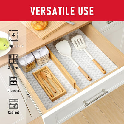 Non Slip Refrigerator Liners, 2-in-1 Fridge Mats and Fresh-Keeping Shelf Liners, Absorbs Excess Moisture, BPA-Free, Multiple Sizes for Glass Shelves Kitchen Cabinets Drawers, 6 Pack, 12" × 24"