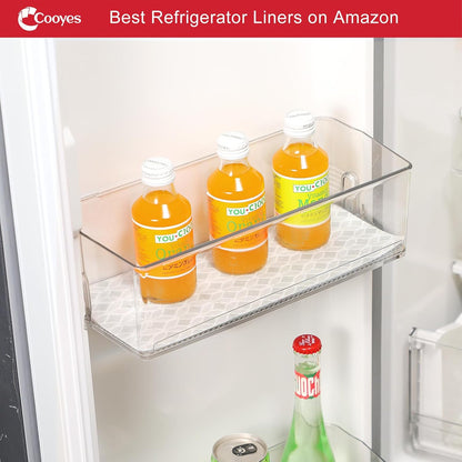 Non Slip Refrigerator Liners, 2-in-1 Fridge Mats and Fresh-Keeping Shelf Liners, Absorbs Excess Moisture, BPA-Free, Multiple Sizes for Glass Shelves Kitchen Cabinets Drawers, 6 Pack, 12" × 24"