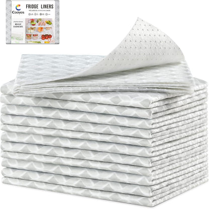 Non Slip Refrigerator Liners, 2-in-1 Fridge Mats and Fresh-Keeping Shelf Liners, Absorbs Excess Moisture, BPA-Free, Multiple Sizes for Glass Shelves Kitchen Cabinets Drawers, 6 Pack, 12" × 24"