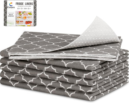 Non Slip Refrigerator Liners, 2-in-1 Fridge Mats and Fresh-Keeping Shelf Liners, Absorbs Excess Moisture, BPA-Free, Multiple Sizes for Glass Shelves Kitchen Cabinets Drawers, 6 Pack, 12" × 24"