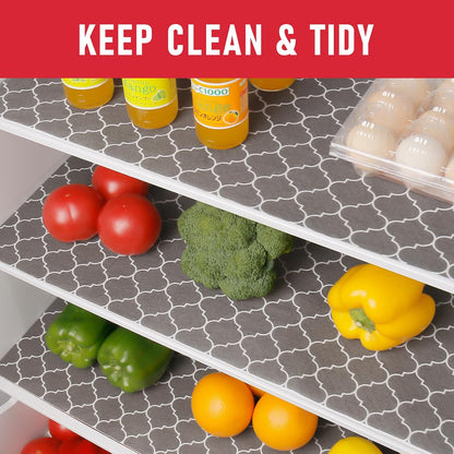 Non Slip Refrigerator Liners, 2-in-1 Fridge Mats and Fresh-Keeping Shelf Liners, Absorbs Excess Moisture, BPA-Free, Multiple Sizes for Glass Shelves Kitchen Cabinets Drawers, 6 Pack, 12" × 24"