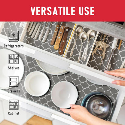 Non Slip Refrigerator Liners, 2-in-1 Fridge Mats and Fresh-Keeping Shelf Liners, Absorbs Excess Moisture, BPA-Free, Multiple Sizes for Glass Shelves Kitchen Cabinets Drawers, 6 Pack, 12" × 24"