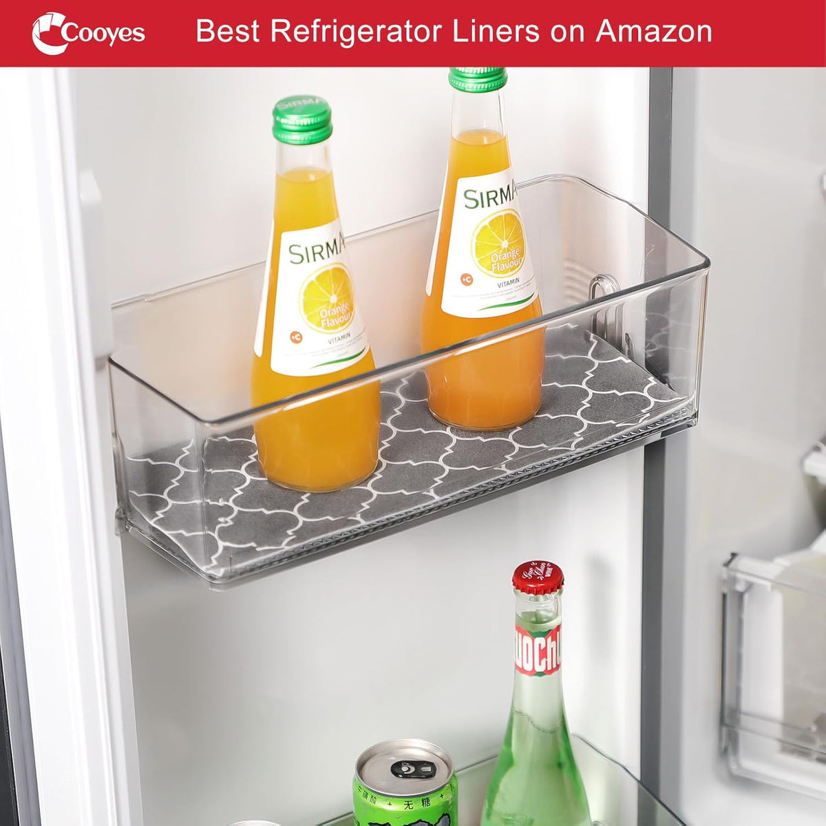 Non Slip Refrigerator Liners, 2-in-1 Fridge Mats and Fresh-Keeping Shelf Liners, Absorbs Excess Moisture, BPA-Free, Multiple Sizes for Glass Shelves Kitchen Cabinets Drawers, 6 Pack, 12" × 24"