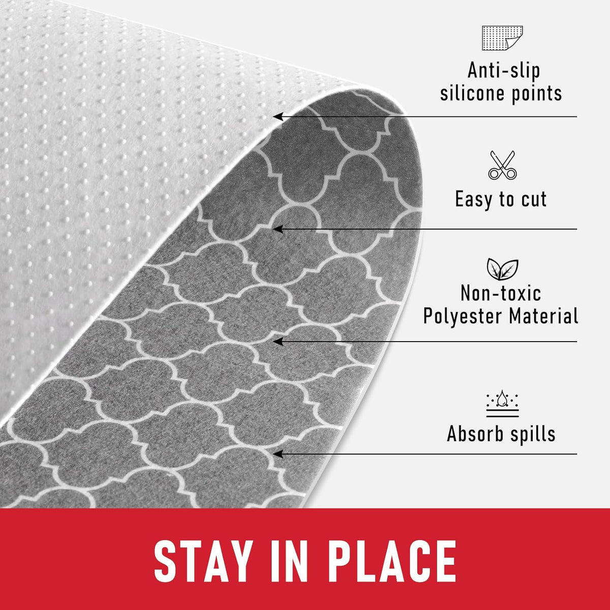 Non Slip Refrigerator Liners, 2-in-1 Fridge Mats and Fresh-Keeping Shelf Liners, Absorbs Excess Moisture, BPA-Free, Multiple Sizes for Glass Shelves Kitchen Cabinets Drawers, 6 Pack, 12" × 24"