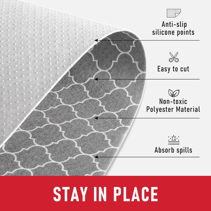 Non Slip Refrigerator Liners, 2-in-1 Fridge Mats and Fresh-Keeping Shelf Liners, Absorbs Excess Moisture, BPA-Free, Multiple Sizes for Glass Shelves Kitchen Cabinets Drawers, 6 Pack, 12" × 24"