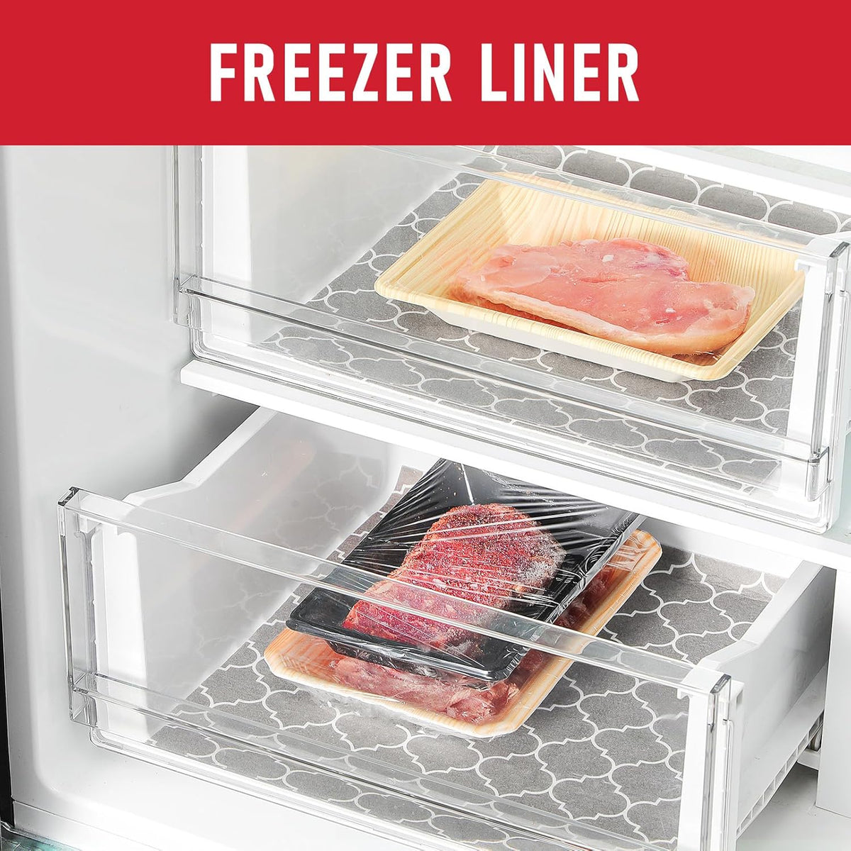 Non Slip Refrigerator Liners, 2-in-1 Fridge Mats and Fresh-Keeping Shelf Liners, Absorbs Excess Moisture, BPA-Free, Multiple Sizes for Glass Shelves Kitchen Cabinets Drawers, 6 Pack, 12" × 24"
