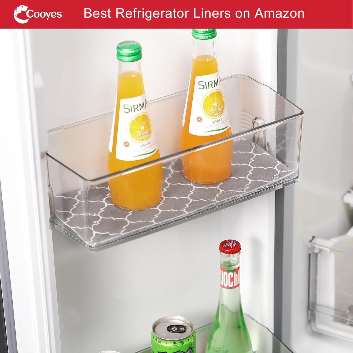 Non Slip Refrigerator Liners, 2-in-1 Fridge Mats and Fresh-Keeping Shelf Liners, Absorbs Excess Moisture, BPA-Free, Multiple Sizes for Glass Shelves Kitchen Cabinets Drawers, 6 Pack, 12" × 24"
