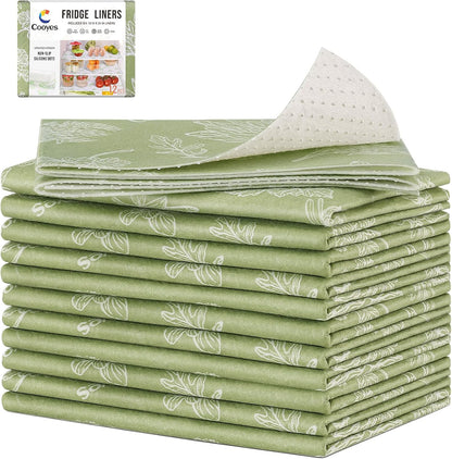 Non Slip Refrigerator Liners, 2-in-1 Fridge Mats and Fresh-Keeping Shelf Liners, Absorbs Excess Moisture, BPA-Free, Multiple Sizes for Glass Shelves Kitchen Cabinets Drawers, 6 Pack, 12" × 24"