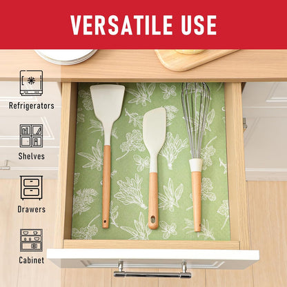 Non Slip Refrigerator Liners, 2-in-1 Fridge Mats and Fresh-Keeping Shelf Liners, Absorbs Excess Moisture, BPA-Free, Multiple Sizes for Glass Shelves Kitchen Cabinets Drawers, 6 Pack, 12" × 24"