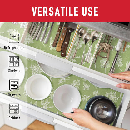 Non Slip Refrigerator Liners, 2-in-1 Fridge Mats and Fresh-Keeping Shelf Liners, Absorbs Excess Moisture, BPA-Free, Multiple Sizes for Glass Shelves Kitchen Cabinets Drawers, 6 Pack, 12" × 24"
