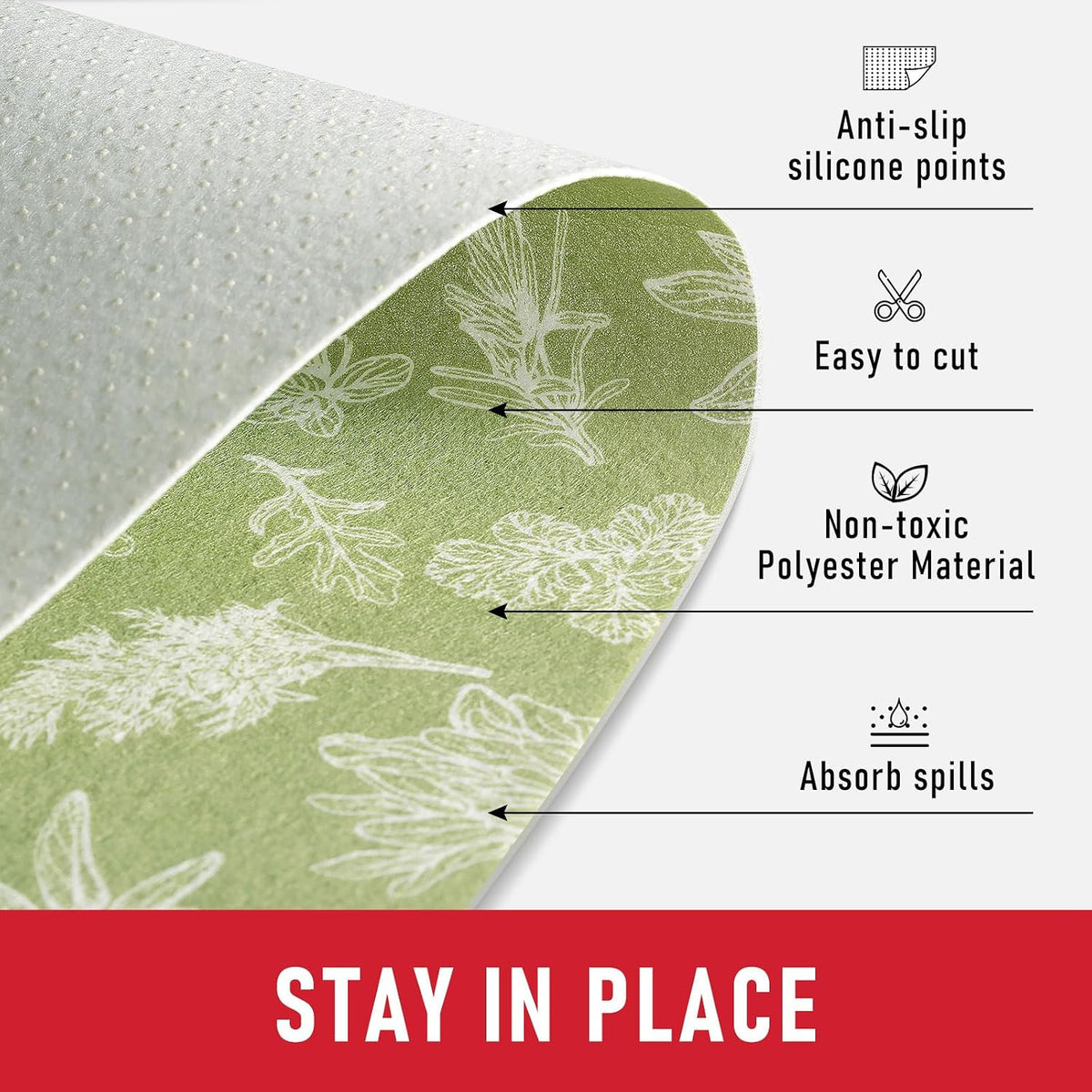 Non Slip Refrigerator Liners, 2-in-1 Fridge Mats and Fresh-Keeping Shelf Liners, Absorbs Excess Moisture, BPA-Free, Multiple Sizes for Glass Shelves Kitchen Cabinets Drawers, 6 Pack, 12" × 24"