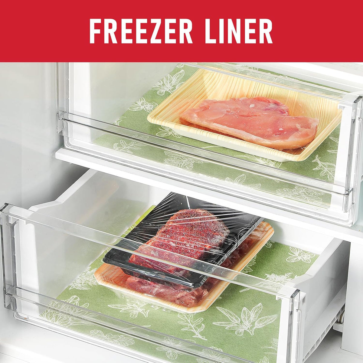 Non Slip Refrigerator Liners, 2-in-1 Fridge Mats and Fresh-Keeping Shelf Liners, Absorbs Excess Moisture, BPA-Free, Multiple Sizes for Glass Shelves Kitchen Cabinets Drawers, 6 Pack, 12" × 24"