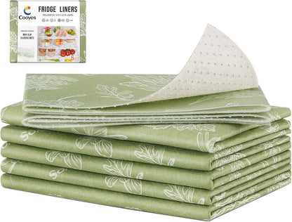 Non Slip Refrigerator Liners, 2-in-1 Fridge Mats and Fresh-Keeping Shelf Liners, Absorbs Excess Moisture, BPA-Free, Multiple Sizes for Glass Shelves Kitchen Cabinets Drawers, 6 Pack, 12" × 24"