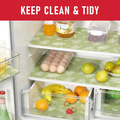 Non Slip Refrigerator Liners, 2-in-1 Fridge Mats and Fresh-Keeping Shelf Liners, Absorbs Excess Moisture, BPA-Free, Multiple Sizes for Glass Shelves Kitchen Cabinets Drawers, 6 Pack, 12" × 24"