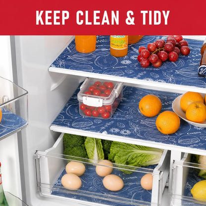 Non Slip Refrigerator Liners, 2-in-1 Fridge Mats and Fresh-Keeping Shelf Liners, Absorbs Excess Moisture, BPA-Free, Multiple Sizes for Glass Shelves Kitchen Cabinets Drawers, 6 Pack, 12" × 24"