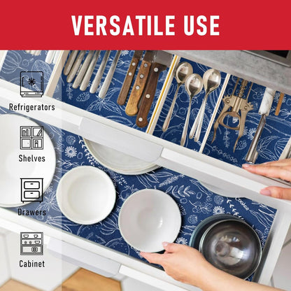 Non Slip Refrigerator Liners, 2-in-1 Fridge Mats and Fresh-Keeping Shelf Liners, Absorbs Excess Moisture, BPA-Free, Multiple Sizes for Glass Shelves Kitchen Cabinets Drawers, 6 Pack, 12" × 24"
