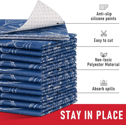 Non Slip Refrigerator Liners, 2-in-1 Fridge Mats and Fresh-Keeping Shelf Liners, Absorbs Excess Moisture, BPA-Free, Multiple Sizes for Glass Shelves Kitchen Cabinets Drawers, 6 Pack, 12" × 24"