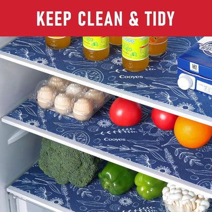 Non Slip Refrigerator Liners, 2-in-1 Fridge Mats and Fresh-Keeping Shelf Liners, Absorbs Excess Moisture, BPA-Free, Multiple Sizes for Glass Shelves Kitchen Cabinets Drawers, 6 Pack, 12" × 24"