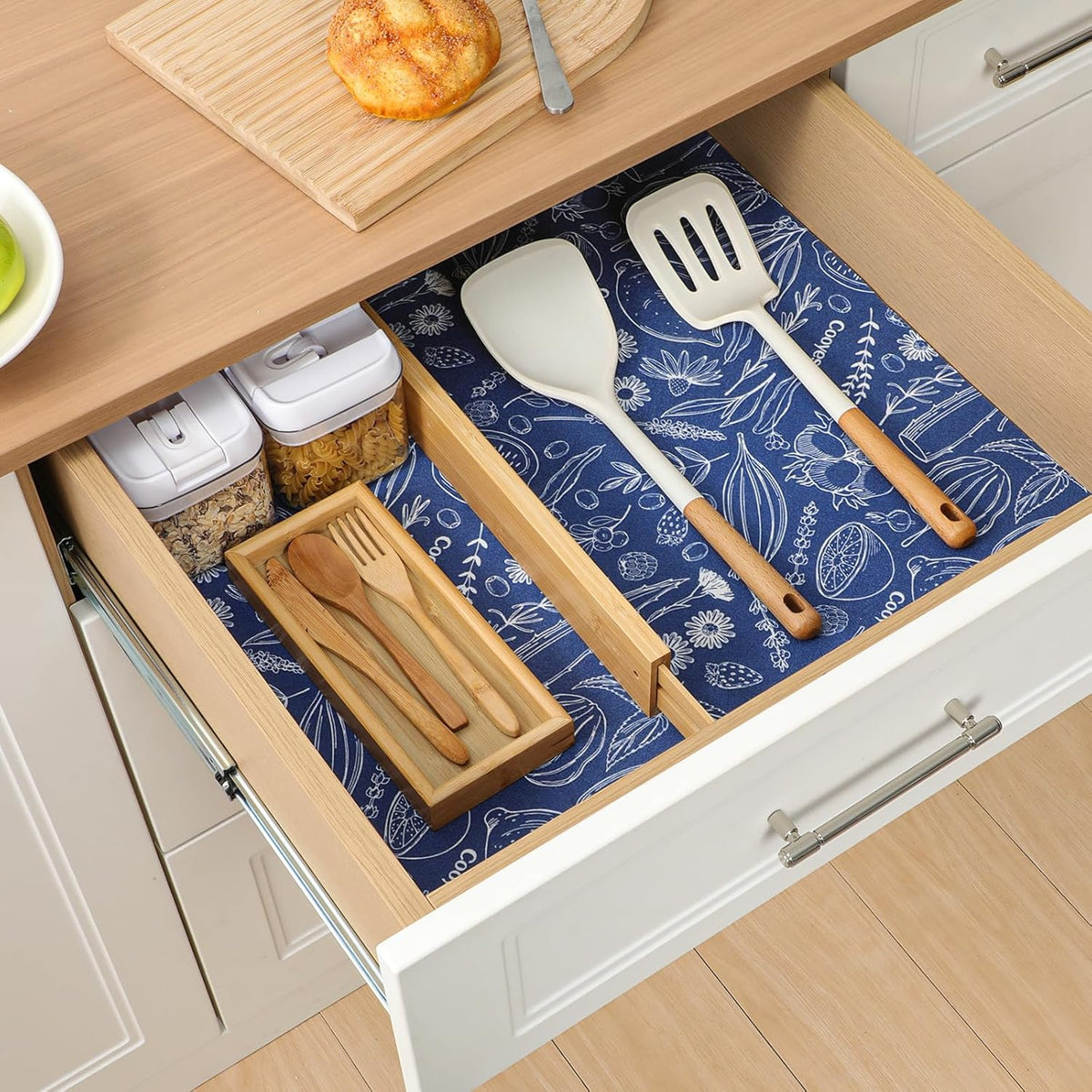 Non Slip Refrigerator Liners, 2-in-1 Fridge Mats and Fresh-Keeping Shelf Liners, Absorbs Excess Moisture, BPA-Free, Multiple Sizes for Glass Shelves Kitchen Cabinets Drawers, 6 Pack, 12" × 24"