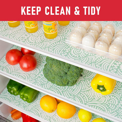 Non Slip Refrigerator Liners, 2-in-1 Fridge Mats and Fresh-Keeping Shelf Liners, Absorbs Excess Moisture, BPA-Free, Multiple Sizes for Glass Shelves Kitchen Cabinets Drawers, 6 Pack, 12" × 24"