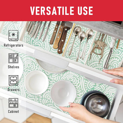 Non Slip Refrigerator Liners, 2-in-1 Fridge Mats and Fresh-Keeping Shelf Liners, Absorbs Excess Moisture, BPA-Free, Multiple Sizes for Glass Shelves Kitchen Cabinets Drawers, 6 Pack, 12" × 24"