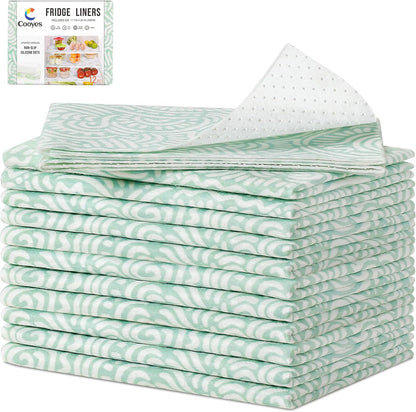 Non Slip Refrigerator Liners, 2-in-1 Fridge Mats and Fresh-Keeping Shelf Liners, Absorbs Excess Moisture, BPA-Free, Multiple Sizes for Glass Shelves Kitchen Cabinets Drawers, 6 Pack, 12" × 24"
