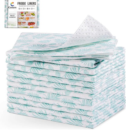 Non Slip Refrigerator Liners, 2-in-1 Fridge Mats and Fresh-Keeping Shelf Liners, Absorbs Excess Moisture, BPA-Free, Multiple Sizes for Glass Shelves Kitchen Cabinets Drawers, 6 Pack, 12" × 24"