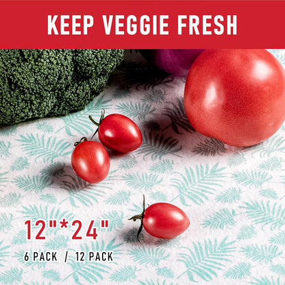 Non Slip Refrigerator Liners, 2-in-1 Fridge Mats and Fresh-Keeping Shelf Liners, Absorbs Excess Moisture, BPA-Free, Multiple Sizes for Glass Shelves Kitchen Cabinets Drawers, 6 Pack, 12" × 24"