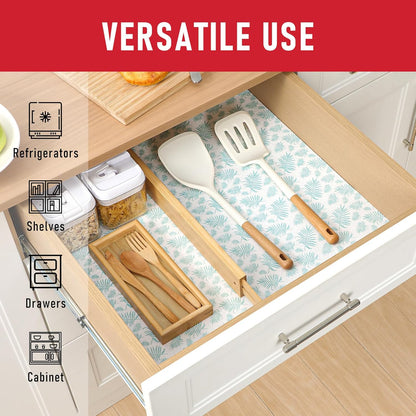 Non Slip Refrigerator Liners, 2-in-1 Fridge Mats and Fresh-Keeping Shelf Liners, Absorbs Excess Moisture, BPA-Free, Multiple Sizes for Glass Shelves Kitchen Cabinets Drawers, 6 Pack, 12" × 24"