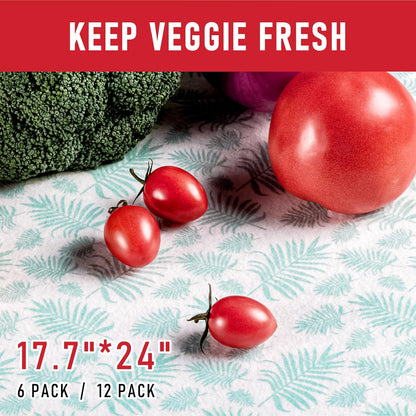 Non Slip Refrigerator Liners, 2-in-1 Fridge Mats and Fresh-Keeping Shelf Liners, Absorbs Excess Moisture, BPA-Free, Multiple Sizes for Glass Shelves Kitchen Cabinets Drawers, 6 Pack, 12" × 24"