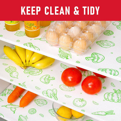 Non Slip Refrigerator Liners, 2-in-1 Fridge Mats and Fresh-Keeping Shelf Liners, Absorbs Excess Moisture, BPA-Free, Multiple Sizes for Glass Shelves Kitchen Cabinets Drawers, 6 Pack, 12" × 24"