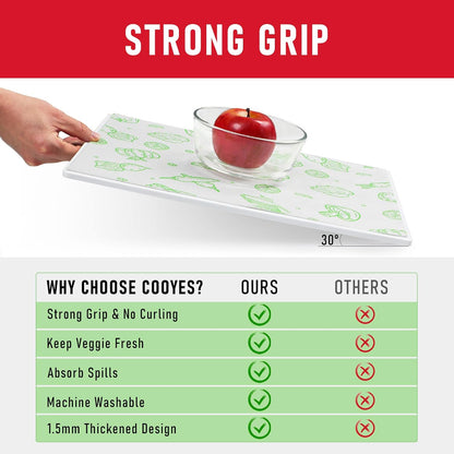 Non Slip Refrigerator Liners, 2-in-1 Fridge Mats and Fresh-Keeping Shelf Liners, Absorbs Excess Moisture, BPA-Free, Multiple Sizes for Glass Shelves Kitchen Cabinets Drawers, 6 Pack, 12" × 24"