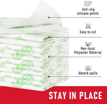 Non Slip Refrigerator Liners, 2-in-1 Fridge Mats and Fresh-Keeping Shelf Liners, Absorbs Excess Moisture, BPA-Free, Multiple Sizes for Glass Shelves Kitchen Cabinets Drawers, 6 Pack, 12" × 24"
