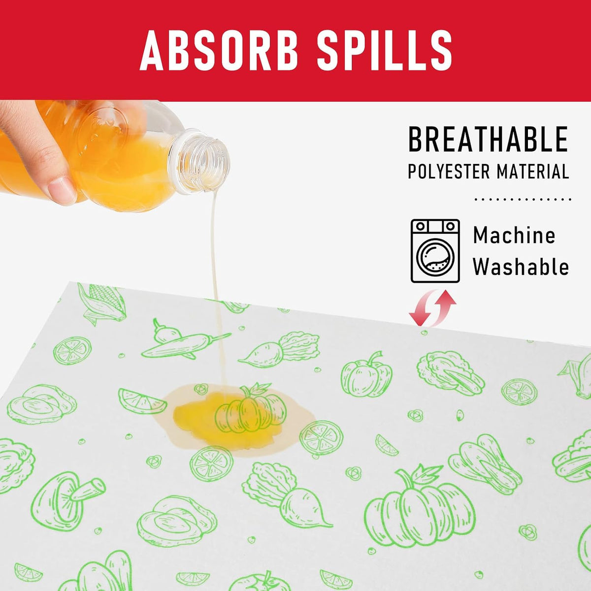 Non Slip Refrigerator Liners, 2-in-1 Fridge Mats and Fresh-Keeping Shelf Liners, Absorbs Excess Moisture, BPA-Free, Multiple Sizes for Glass Shelves Kitchen Cabinets Drawers, 6 Pack, 12" × 24"