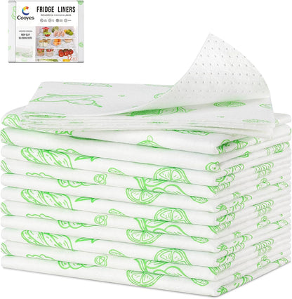Non Slip Refrigerator Liners, 2-in-1 Fridge Mats and Fresh-Keeping Shelf Liners, Absorbs Excess Moisture, BPA-Free, Multiple Sizes for Glass Shelves Kitchen Cabinets Drawers, 6 Pack, 12" × 24"