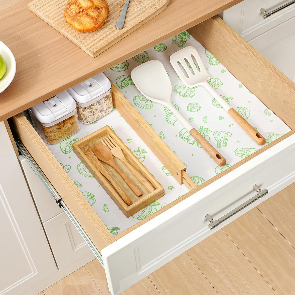 Non Slip Refrigerator Liners, 2-in-1 Fridge Mats and Fresh-Keeping Shelf Liners, Absorbs Excess Moisture, BPA-Free, Multiple Sizes for Glass Shelves Kitchen Cabinets Drawers, 6 Pack, 12" × 24"
