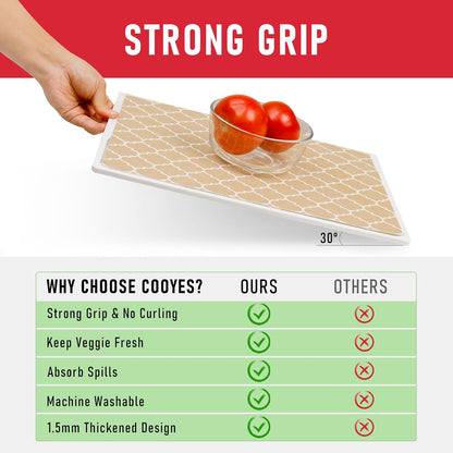 Non Slip Refrigerator Liners, 2-in-1 Fridge Mats and Fresh-Keeping Shelf Liners, Absorbs Excess Moisture, BPA-Free, Multiple Sizes for Glass Shelves Kitchen Cabinets Drawers, 6 Pack, 12" × 24"