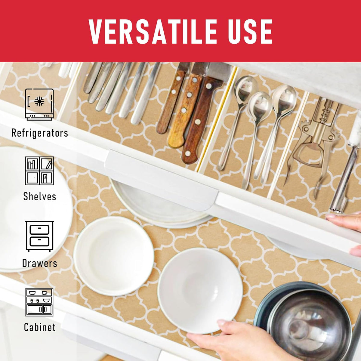 Non Slip Refrigerator Liners, 2-in-1 Fridge Mats and Fresh-Keeping Shelf Liners, Absorbs Excess Moisture, BPA-Free, Multiple Sizes for Glass Shelves Kitchen Cabinets Drawers, 6 Pack, 12" × 24"
