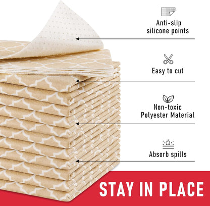 Non Slip Refrigerator Liners, 2-in-1 Fridge Mats and Fresh-Keeping Shelf Liners, Absorbs Excess Moisture, BPA-Free, Multiple Sizes for Glass Shelves Kitchen Cabinets Drawers, 6 Pack, 12" × 24"