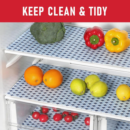 Non Slip Refrigerator Liners, 2-in-1 Fridge Mats and Fresh-Keeping Shelf Liners, Absorbs Excess Moisture, BPA-Free, Multiple Sizes for Glass Shelves Kitchen Cabinets Drawers, 6 Pack, 12" × 24"