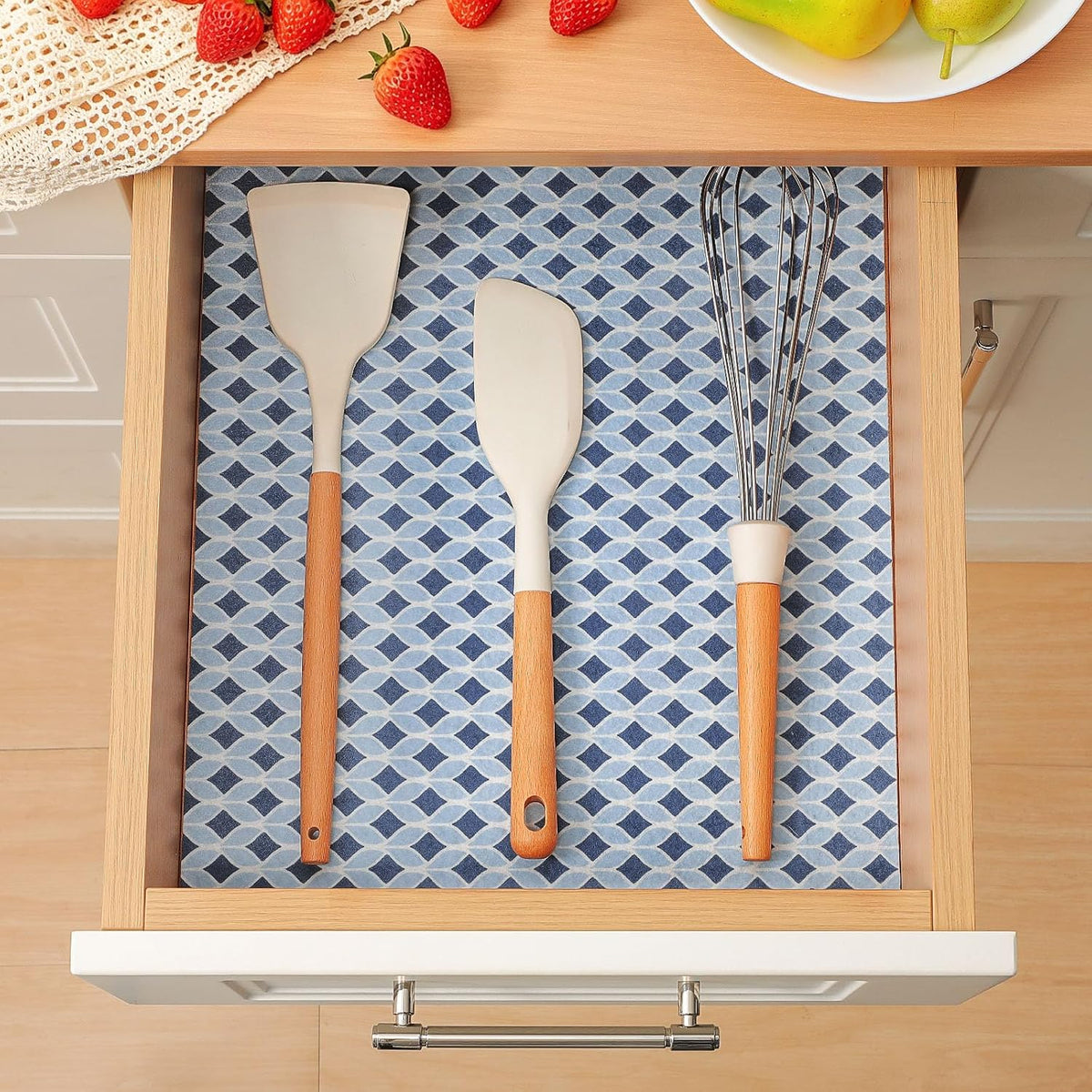 Non Slip Refrigerator Liners, 2-in-1 Fridge Mats and Fresh-Keeping Shelf Liners, Absorbs Excess Moisture, BPA-Free, Multiple Sizes for Glass Shelves Kitchen Cabinets Drawers, 6 Pack, 12" × 24"
