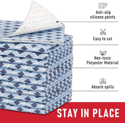 Non Slip Refrigerator Liners, 2-in-1 Fridge Mats and Fresh-Keeping Shelf Liners, Absorbs Excess Moisture, BPA-Free, Multiple Sizes for Glass Shelves Kitchen Cabinets Drawers, 6 Pack, 12" × 24"