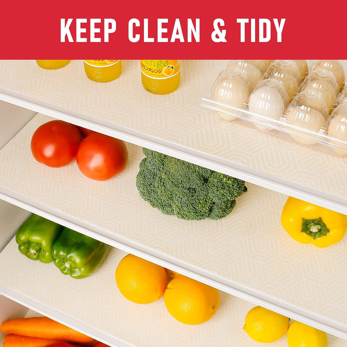 Non Slip Refrigerator Liners, 2-in-1 Fridge Mats and Fresh-Keeping Shelf Liners, Absorbs Excess Moisture, BPA-Free, Multiple Sizes for Glass Shelves Kitchen Cabinets Drawers, 6 Pack, 12" × 24"
